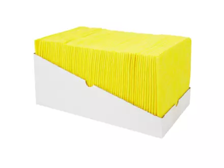 Sopdoek geel A-kwaliteit 1/4 vouw 38 x 40 cm 65 doeken in dispenserdoos