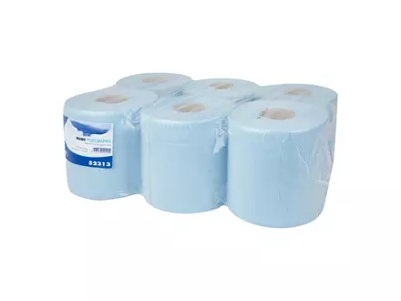 Midi poetspapier recycled blauw 2-laags 150 meter 6 rol